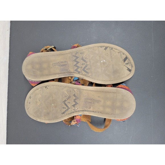 MINNIE TONKA Women's SZ 9 Leather Sandals Flats Aztec Fringe - Picture 7 of 7